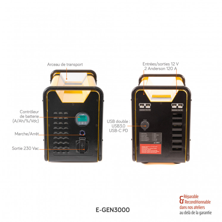 Générateur lithium E-GEN 2000W - 3000W - 3600W