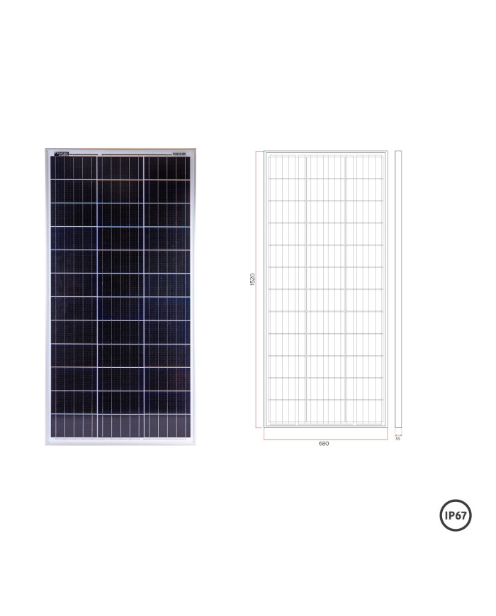 A PERC NOIR : Panneau solaire rigide 210 Wc / 24V