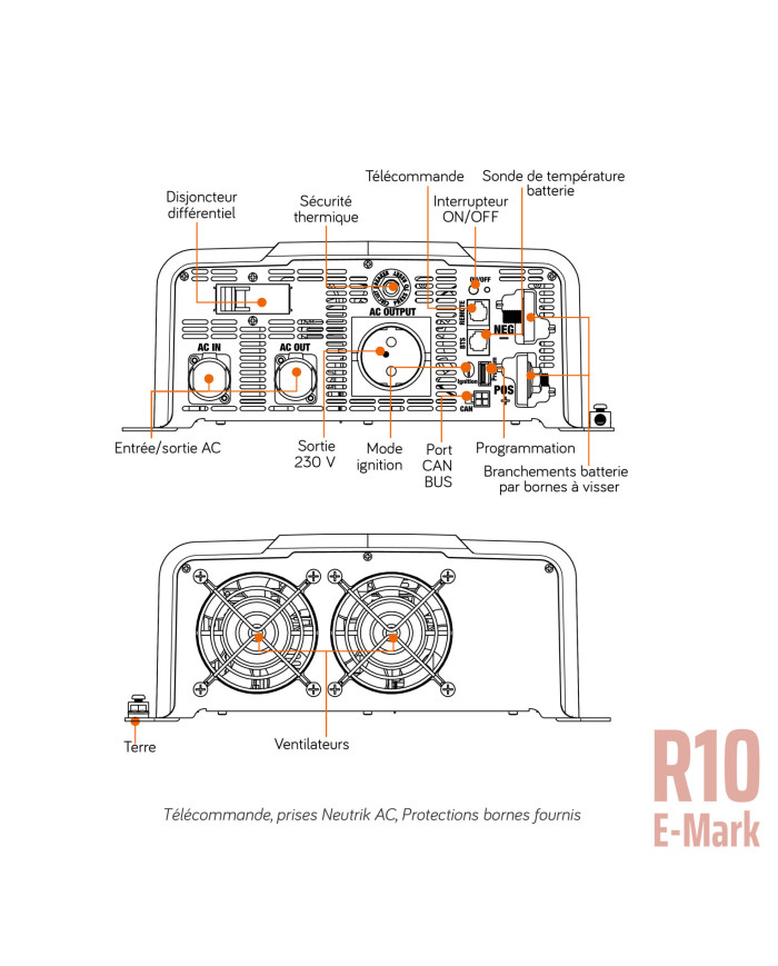 Combine convertisseur chargeur DC/AC Procombi