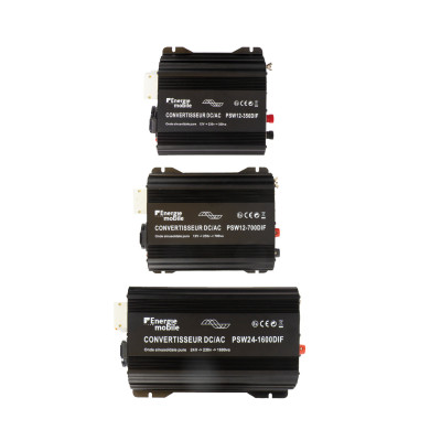 Convertisseur sinusoïdal DC/AC PSW DIF: 12 ou 24V-230V-350 à 1600Va