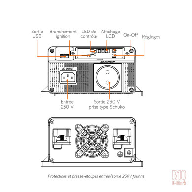 Convertisseur sinusoïdal DC/AC PS RT: 12V-230V-1200 à 4300Va