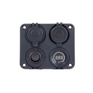 Supports DC : afficheur tension + on/off + USB + Allume-cigare