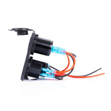 Supports DC : afficheur tension + on/off + USB + Allume-cigare