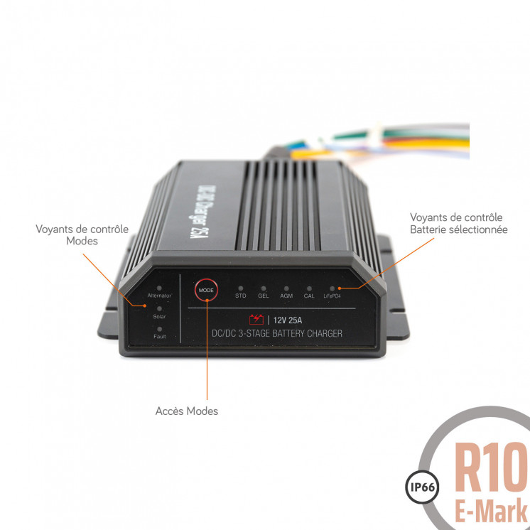 CB MPPT IP: chargeur booster étanche DC/DC (25 et 40A-12 ou 24/12Vdc)