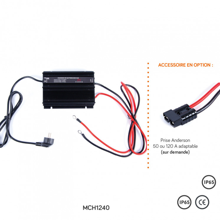 Chargeur de batterie AC/DC MCH: tension d’entrée de 90 à 265 Vac