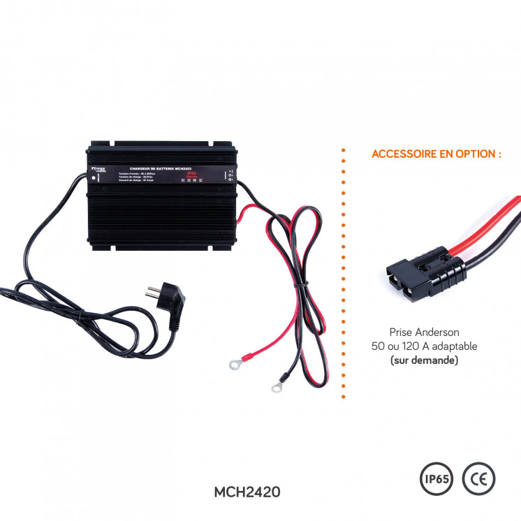 Chargeur de batterie AC/DC MCH: tension d’entrée de 90 à 265 Vac