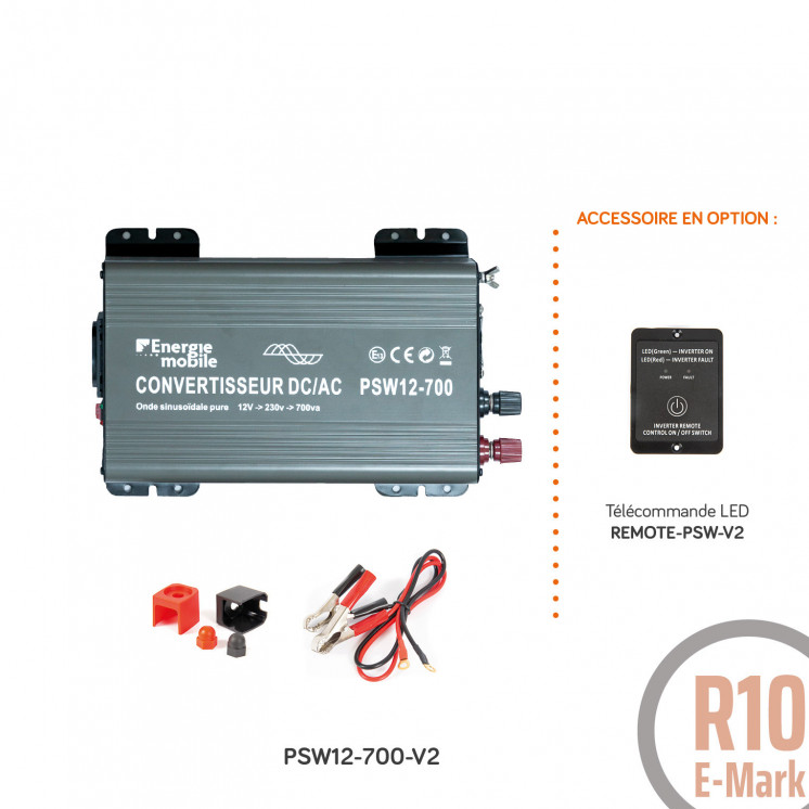 Convertisseurs sinusoïdaux DC/AC PSW-V2 : 12V / 230V - 350 à 1600 Va