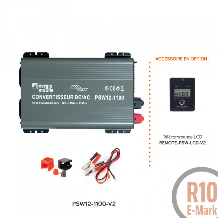 Convertisseurs sinusoïdaux DC/AC PSW-V2 : 12V / 230V - 350 à 1600 Va