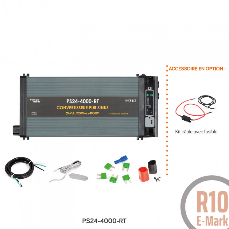 Convertisseur sinusoïdal DC/AC PS RT: 12 ou 24V-230V-1000 à 4000W