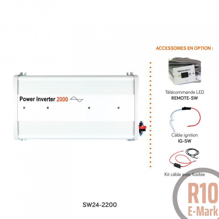 Convertisseur sinusoïdal DC/AC SW: 12 ou 24V-230V-600 à 3000W