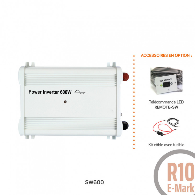 Convertisseur sinusoïdal DC/AC SW: 12 ou 24V-230V-600 à 3000W