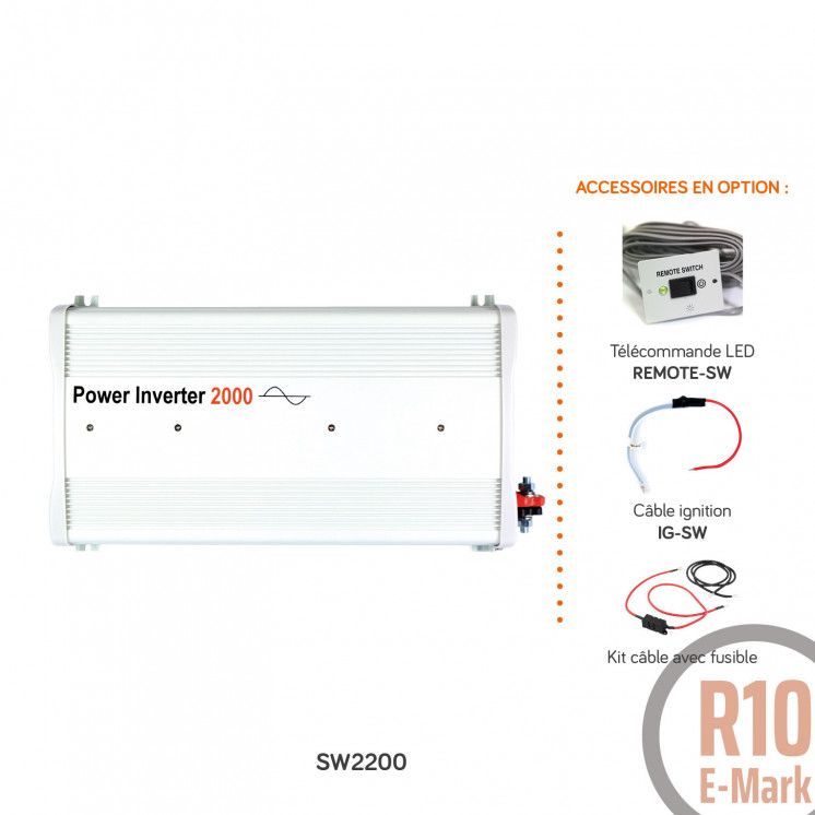 Convertisseur sinusoïdal DC/AC SW: 12 ou 24V-230V-600 à 3000W