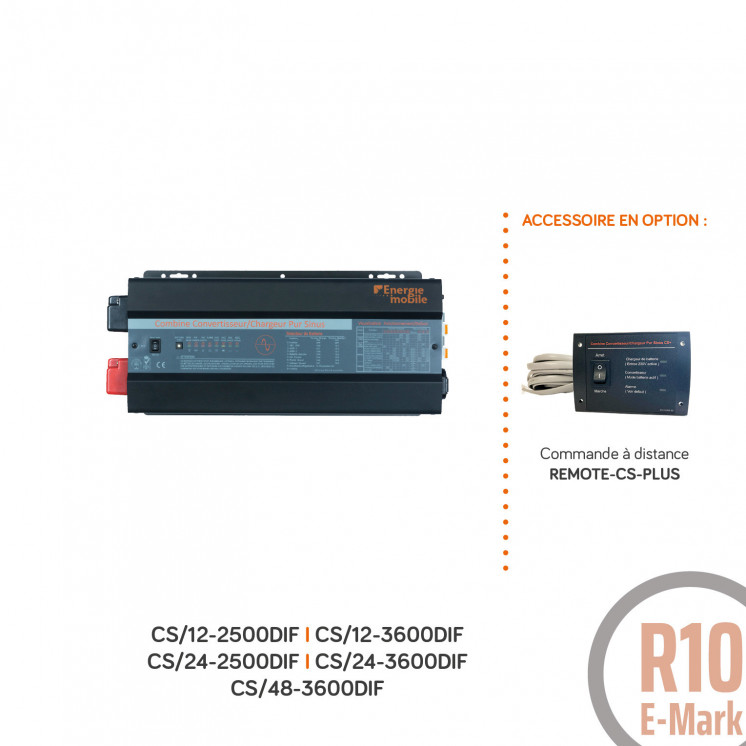 Combiné sinusoïdal DC/AC CS DIF: 12, 24, 48V-230V-2500 à 7000Va