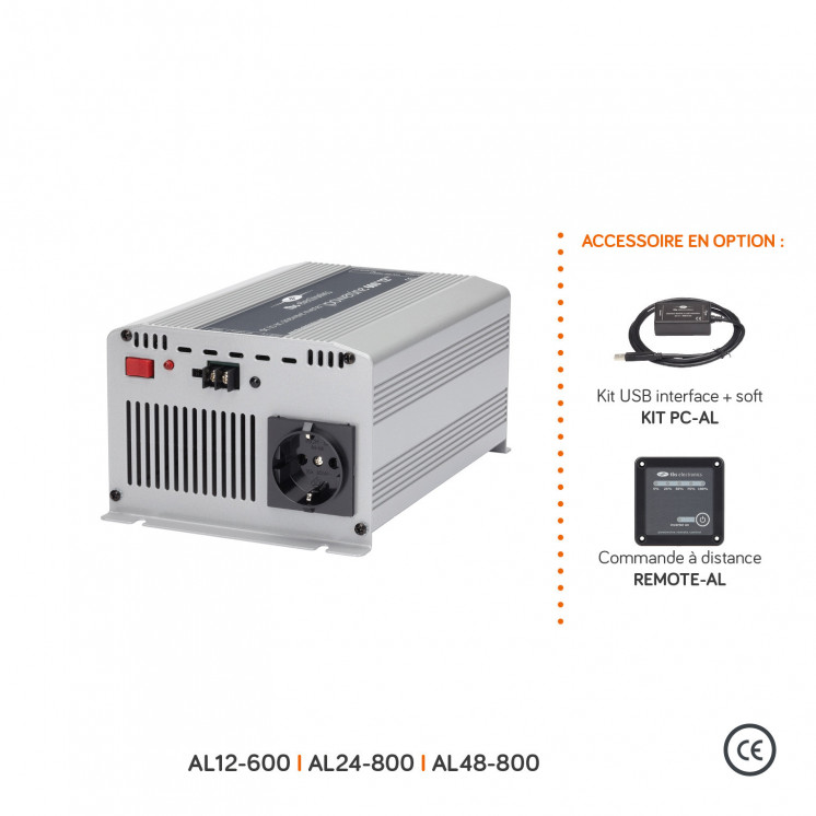 Convertisseur sinusoïdal DC/AC AL: 12, 24 ou 24V-230V-300 à 3500W